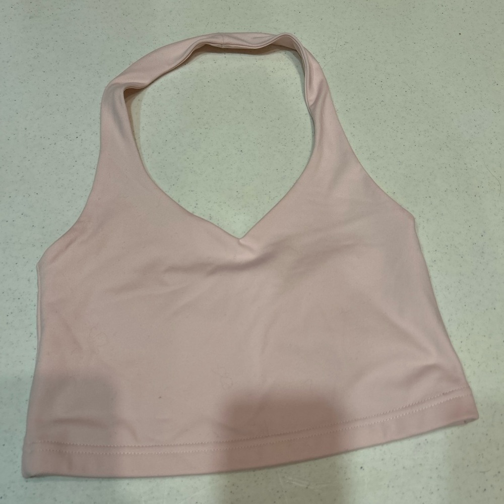 (S) Baby Pink Pacsun Contour Halter Crop Top